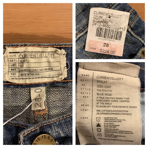NWT Current/Elliot “The Stiletto” Blue Rose Jeans - Picture 8 of 8